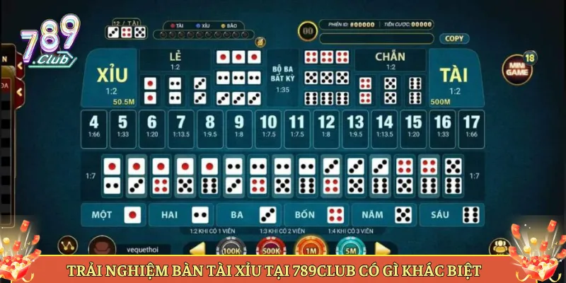 Trải Nghiệm Bàn Tài Xỉu Tại 789Club Có Gì Khác Biệt